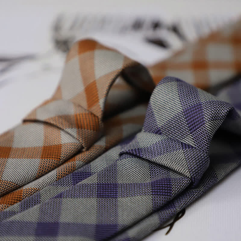 Men's Preppy Style Two-Tone Plaid Necktie