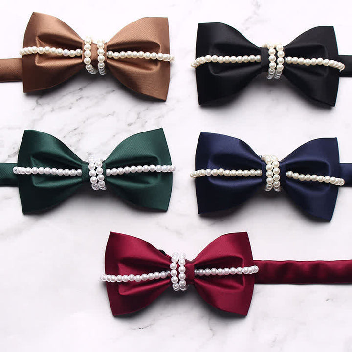 Men's Pearl Decor Chain Bow Tie