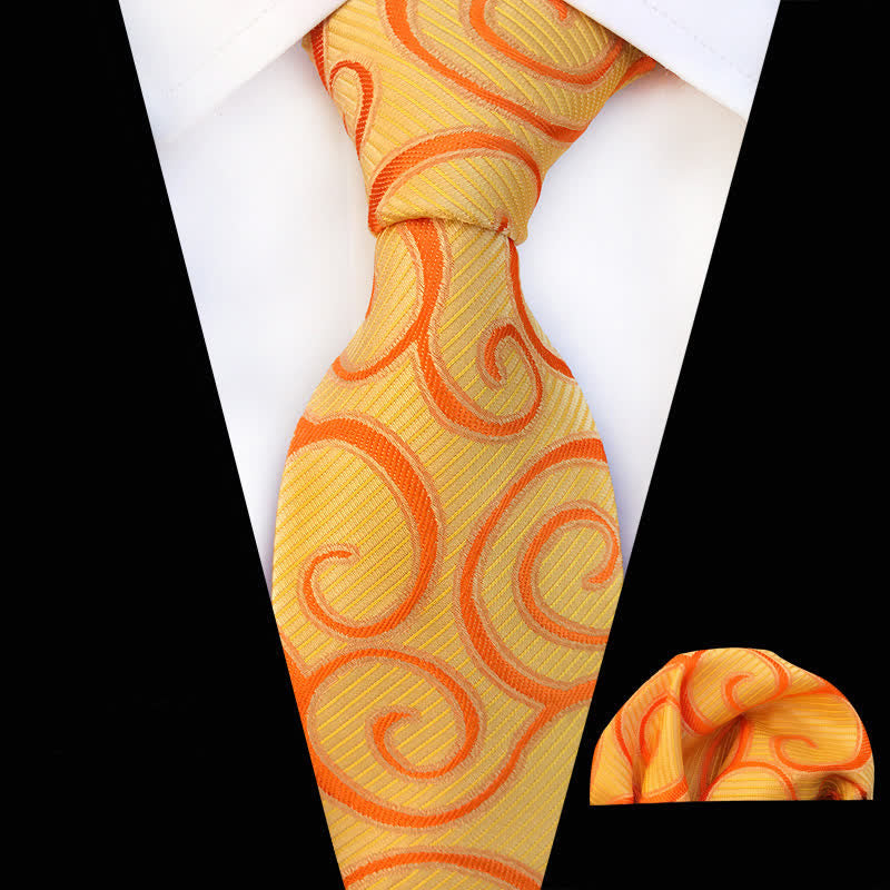 2Pcs Men's Rolled Vines Floral Necktie Set - Yellow - image 0