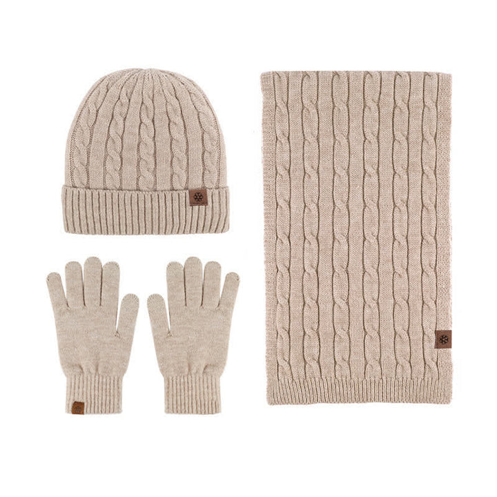 3Pcs Unisex Warm Hat Scarf Gloves Set