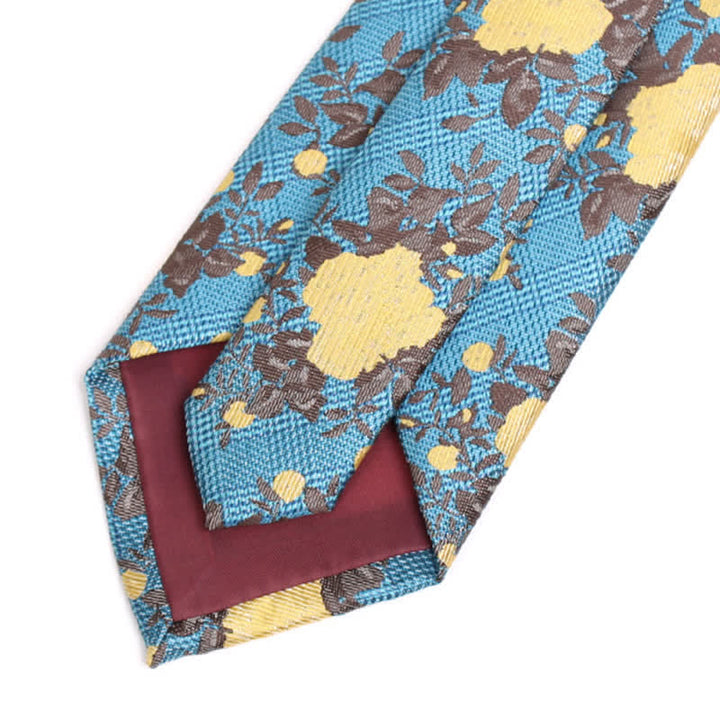 Men's Nature Yellow Flower Dark Cyan Necktie - image 3