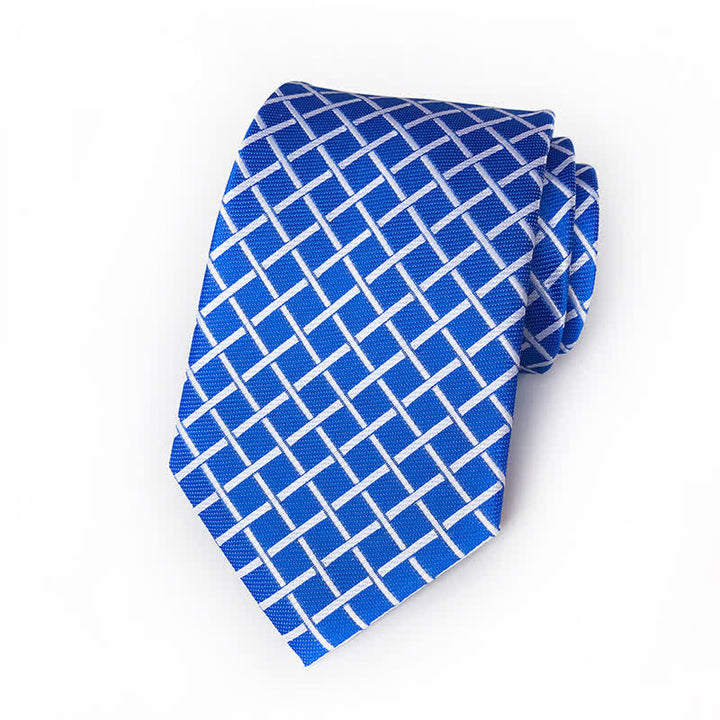 Men's Bright Woven Checked Necktie - Blue - image 2