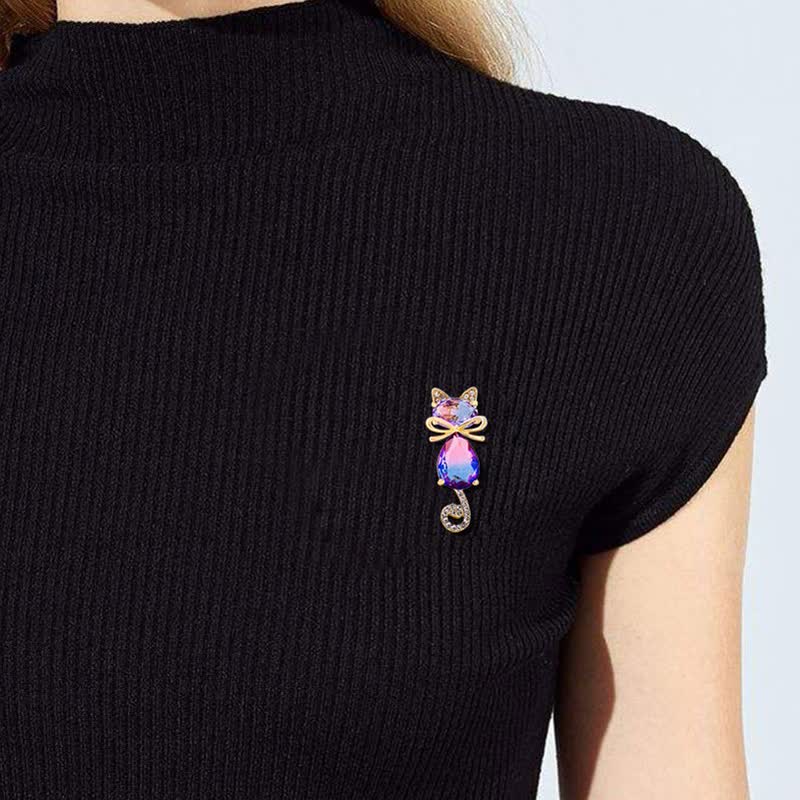 Women's Cute Kitty Rhinestone Brooch