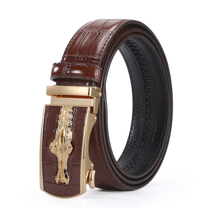 Men's Crocodile Pattern Automatic Buckle Leather Belt