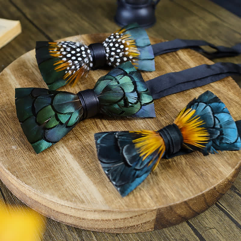 Green Classic Feather Bow Tie Collection Bundle