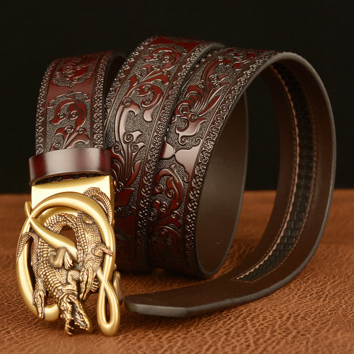 Men's Crocodile Buckle Embossing Leather Belt