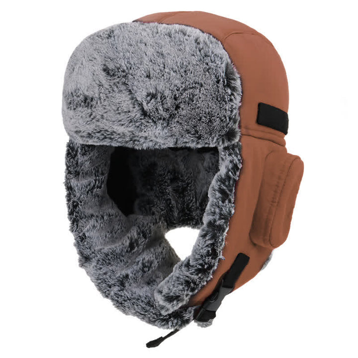 Unisex Outdooor Aviator Cap Faux Fur Trapper Hat Set