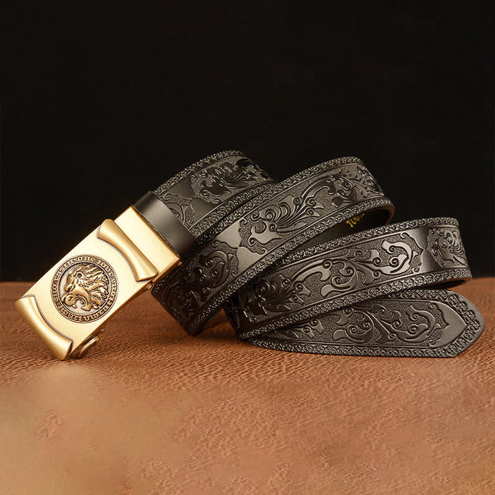 Men's Punk Lion Head Leather Belt