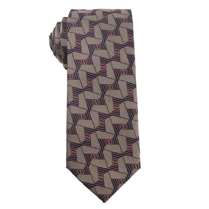 Men's British Khaki Champagne Series Necktie - Geometry - image 5