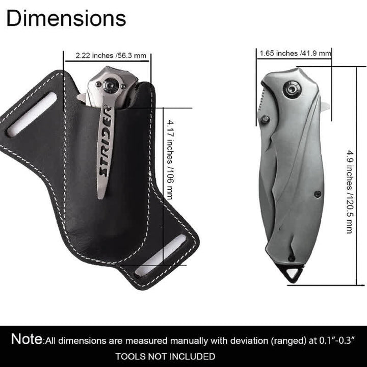 EDC Folding Knife Sheath Leather Holster Belt Bag