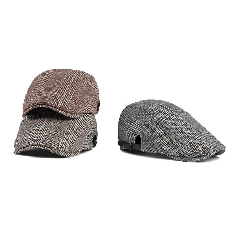 Classic Plaid Beret Cabbie Flat Cap