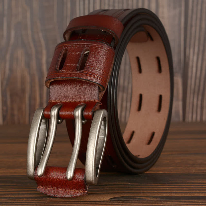 Men's Casual Double Prong Trouser Leather Belt