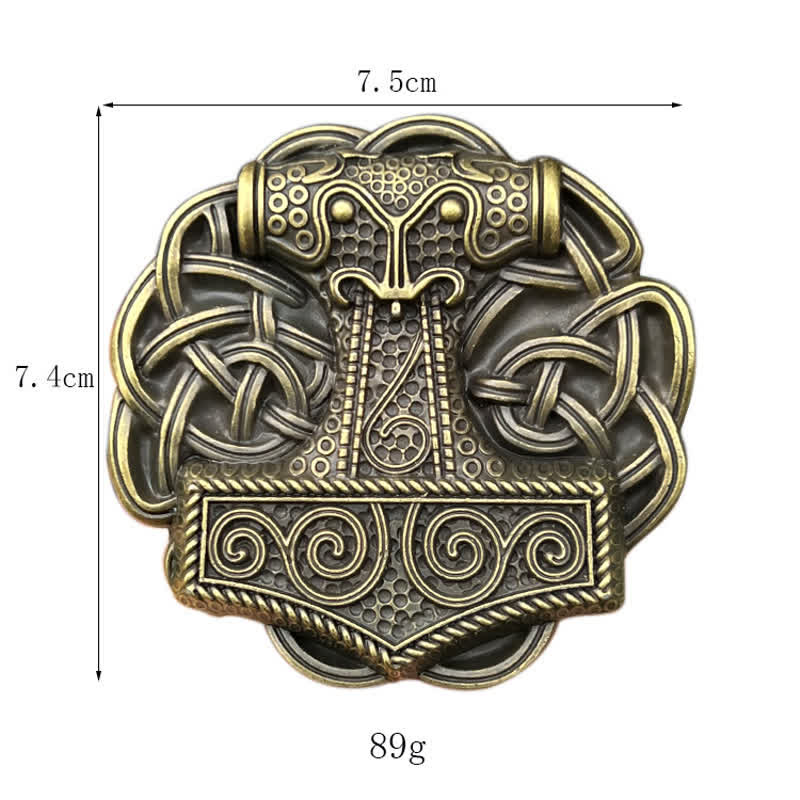 Men's DIY Viking Thor's Hammer Buckle Leather Belt