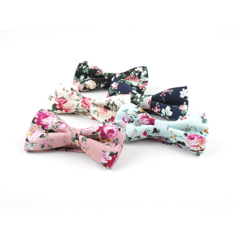 Men's Dyeing Rose Leaves Floral Bow Tie