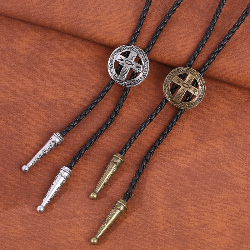 Retro Shirt Accessories Circle Cross Bolo Tie