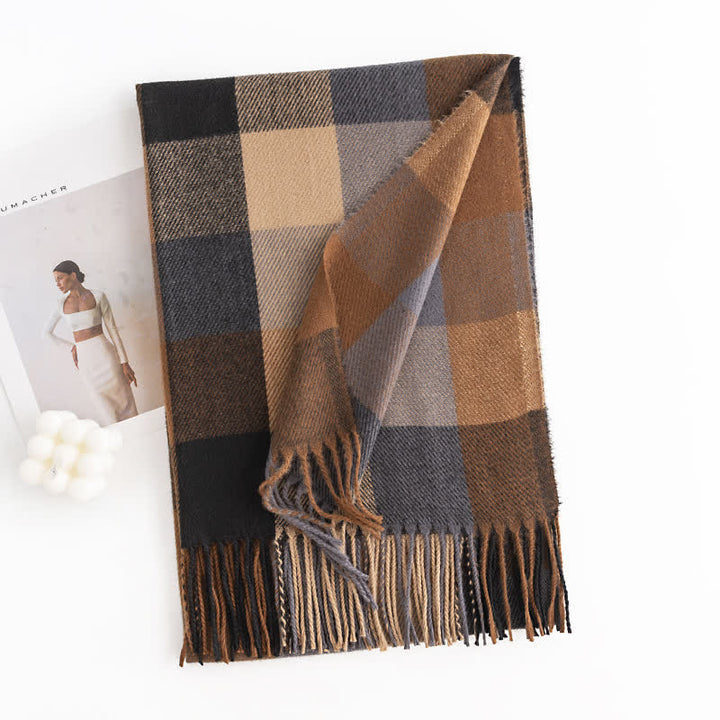 Women's Bright Vivid Colors Fringed Scarf - Brown - image 13