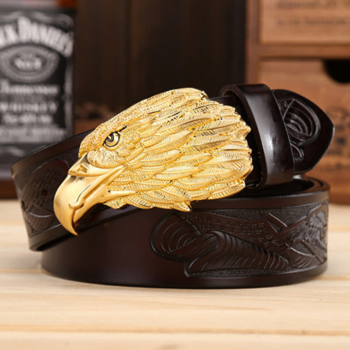 Men's Sharp Eyes 3D Vulture Head Eagle Buckle Leather Belt