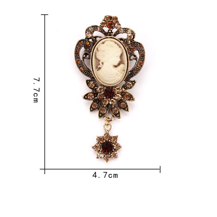 Women's Antique Cameo Lady Flower Brooch