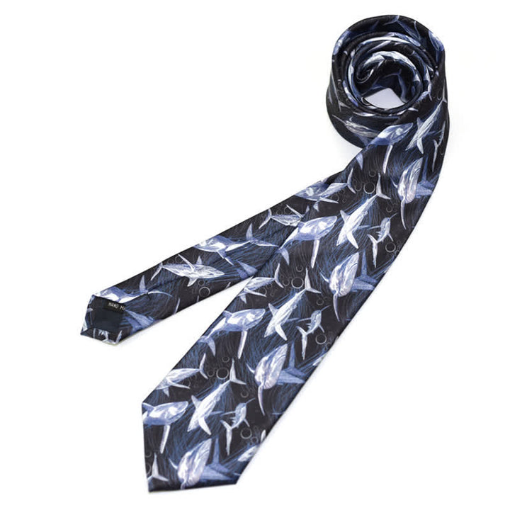 Men's Creative Funny Printed Necktie - Ocean Shark - image 8