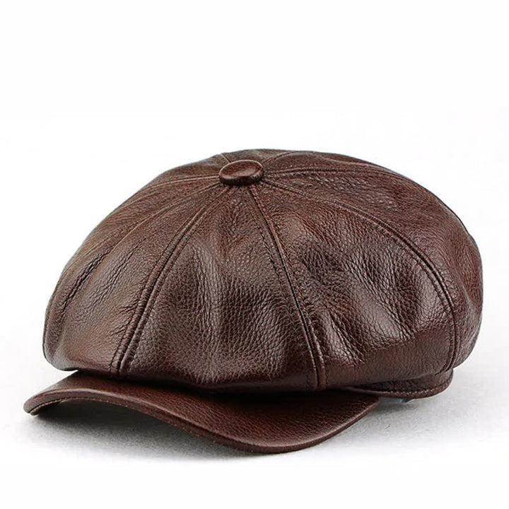 Painter Cowhide Leather Gatsby 8 Panel Beret Cap