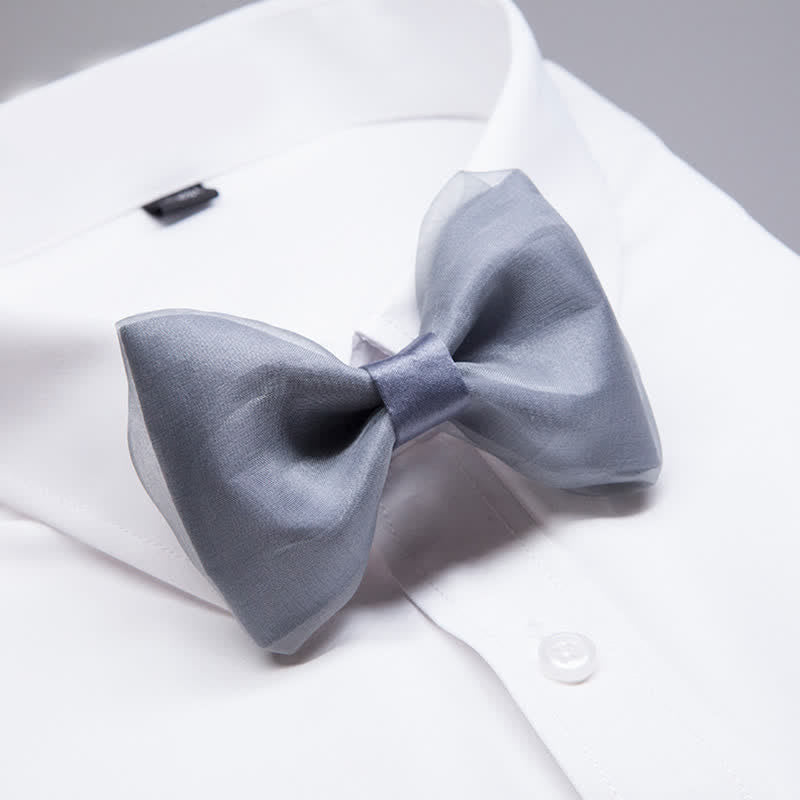 Men's Simple Gentleman Grey Organza Bow Tie