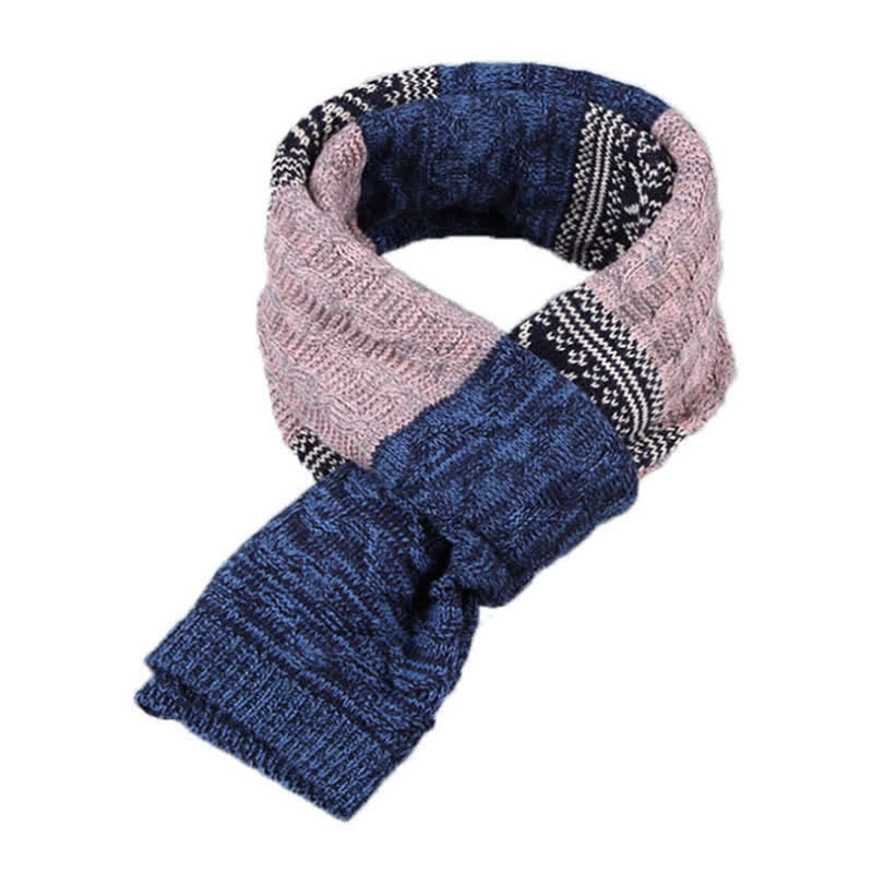 Men's Argyle Knitted Stitching Color Block Scarf