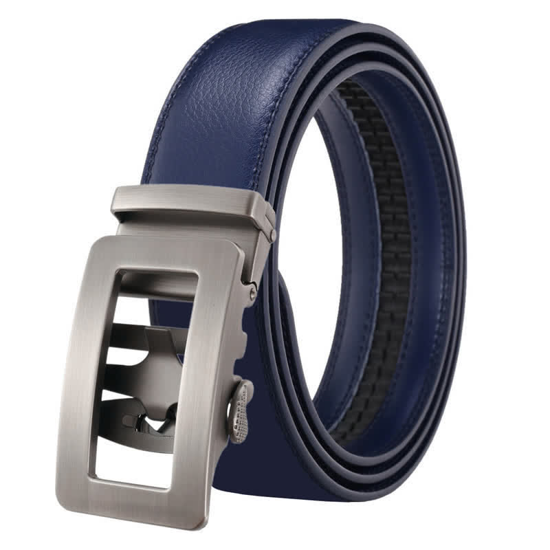 Men's Simple Hollow Automatic Buckle Leather Belt