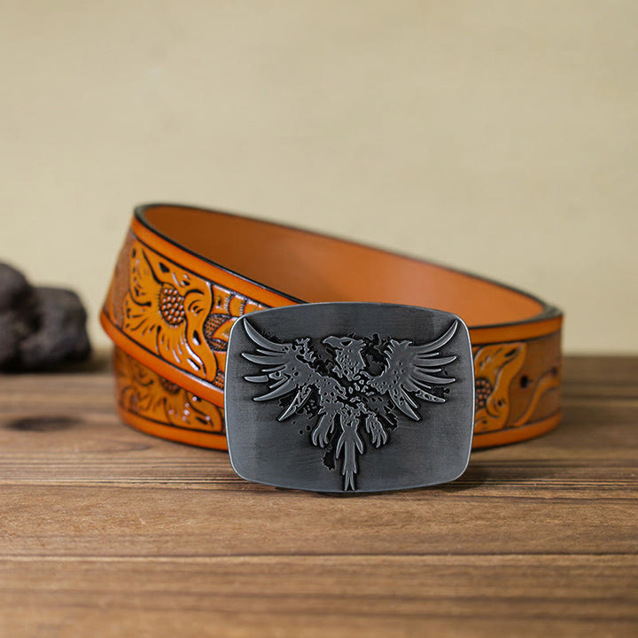 Men's DIY Rising Phoenix Eagle Buckle Leather Belt