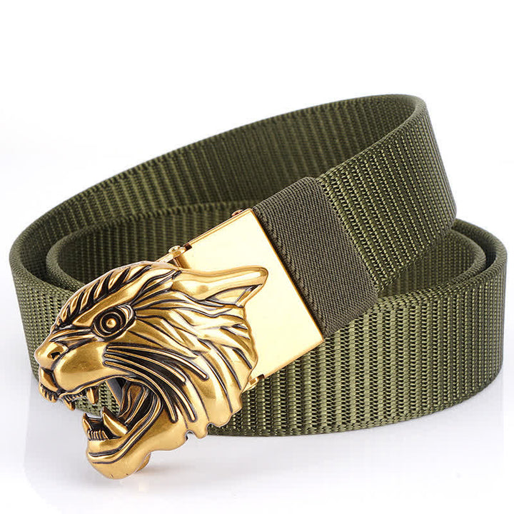 Men's Roaring Tiger Head Nylon Belt