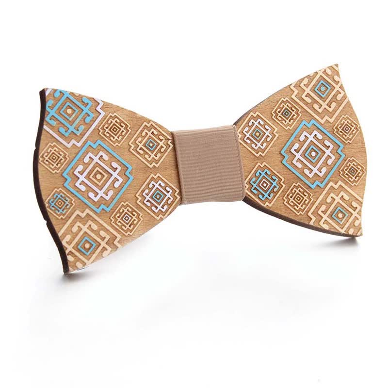 Men's Puzzle Pieces Painting Wooden Bow Tie