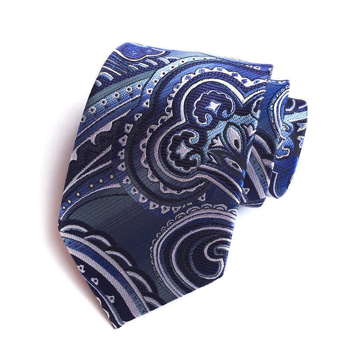 SteelBlue & White Men's Illusion Paisley Necktie