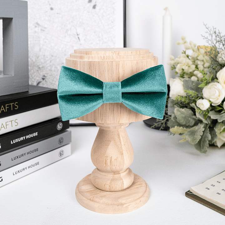 Men's Teal Green Solid Color Velvet Bow Tie