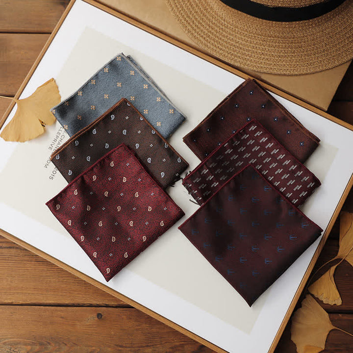 2Ps Men's Vintage Mini Motif Necktie Pocket Square Set