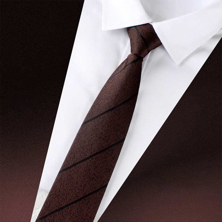 Men's Color Block Zipper Tie Wide Striped Necktie