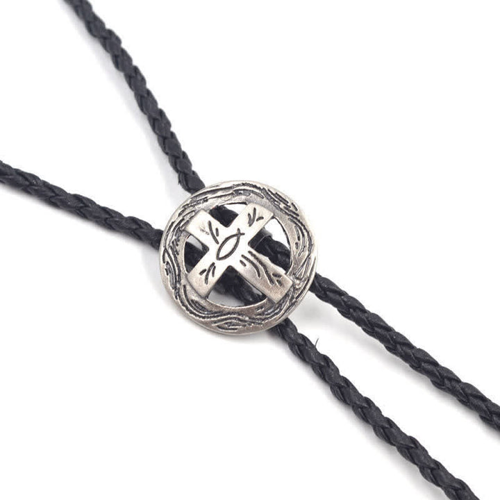 Retro Shirt Accessories Circle Cross Bolo Tie