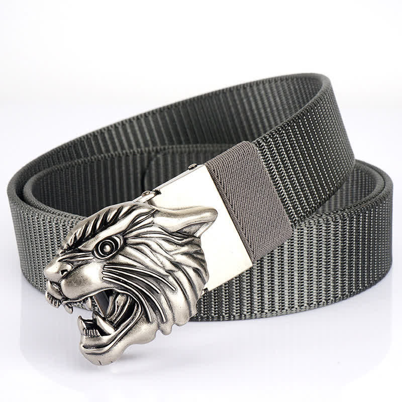 Men's Roaring Tiger Head Nylon Belt