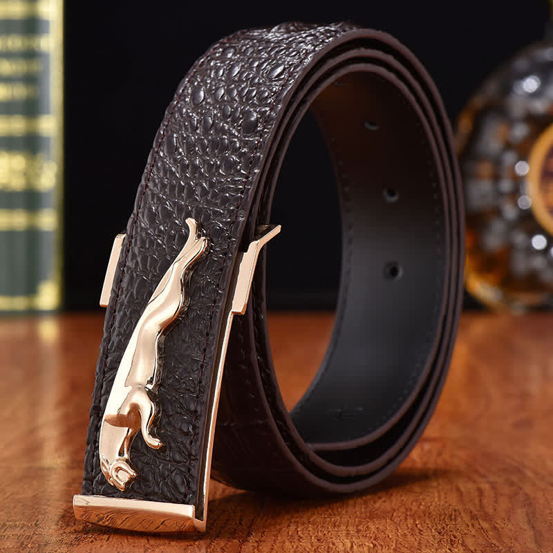 Men's Luxury Business Leopard Buckle Leather Belt