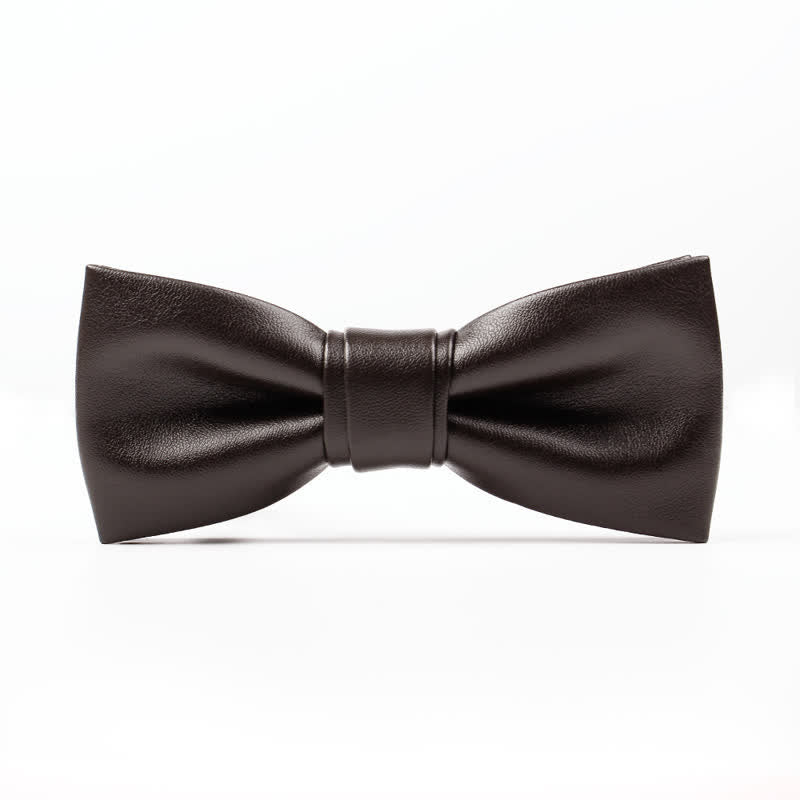 Men's Solid Color Leather Bow Tie