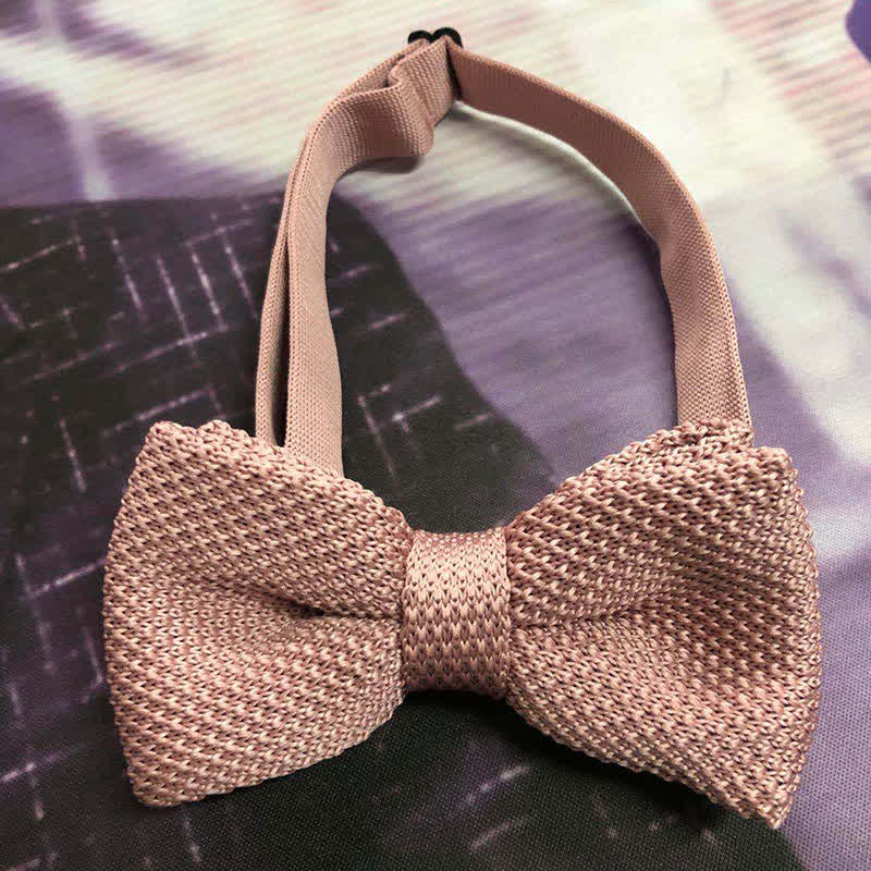 Men's Solid Color Double Layer Knitted Bow Tie