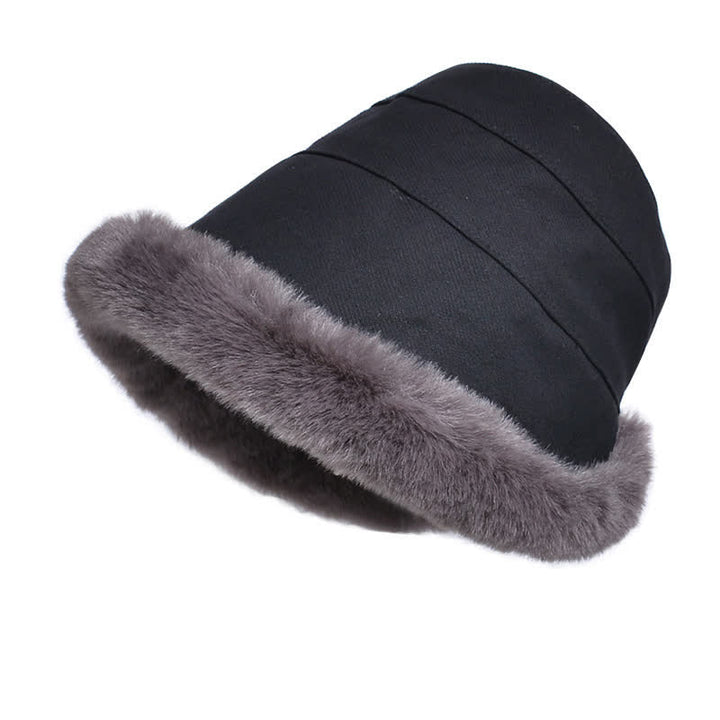 Women's Thickened Warm Plush Brim Bucket Hat