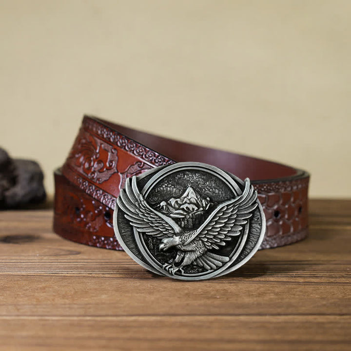 Men's DIY Domineering Flying Eagle Buckle Leather Belt