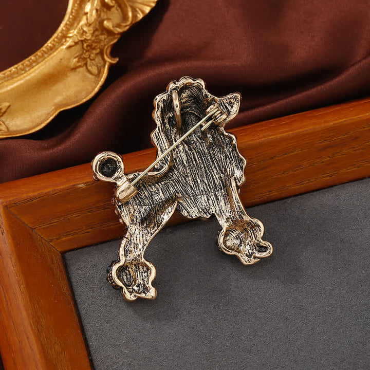 Women's Rhinestone Poodle Dog Brooch