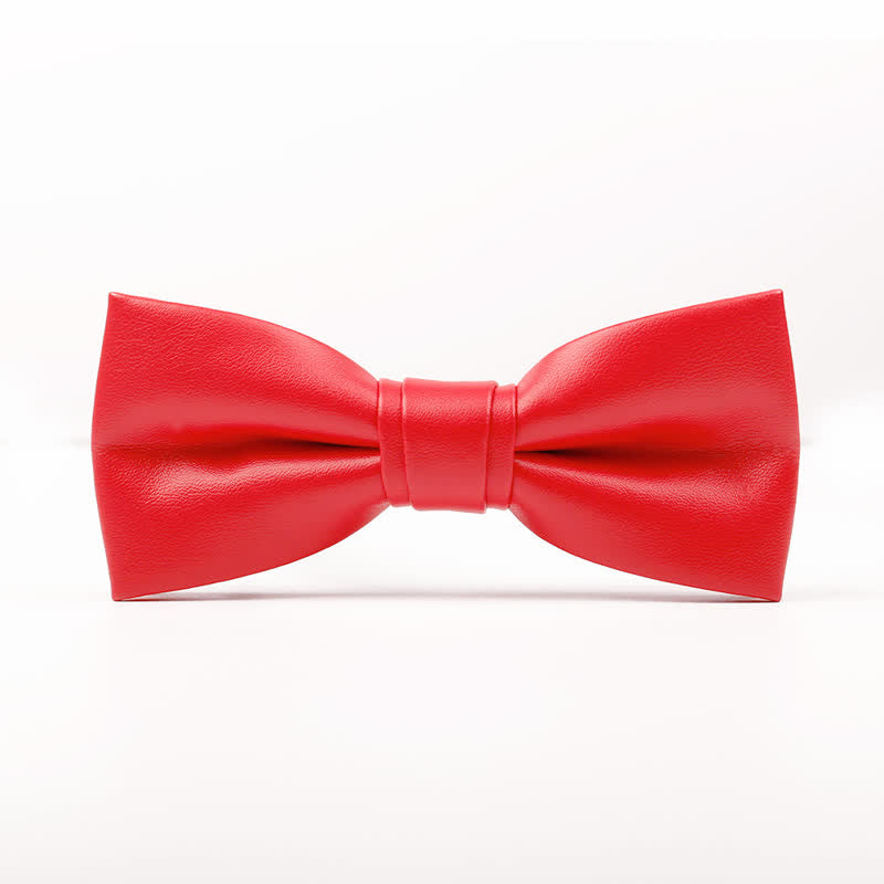 Men's Solid Color Leather Bow Tie