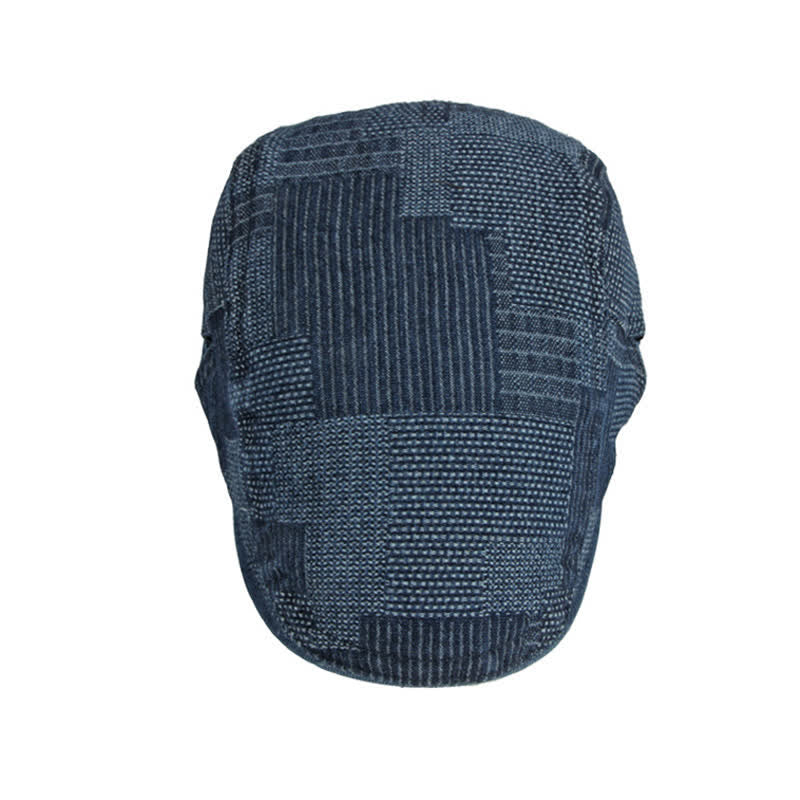 Personality Painter Washed Denim Beret Flat Cap - image 4