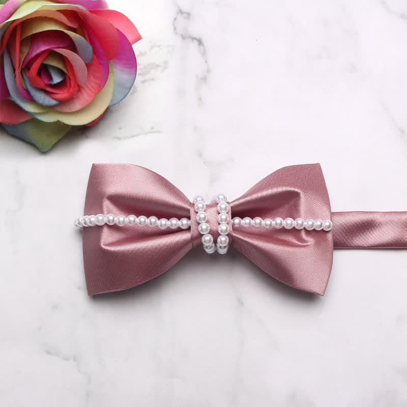 Men's Pearl Decor Chain Bow Tie