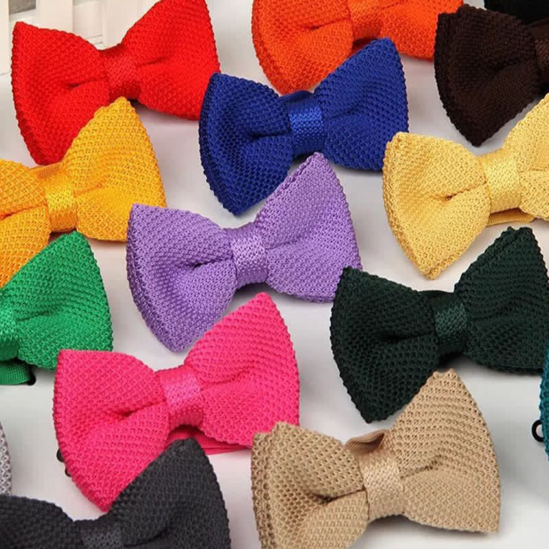 Men's Solid Color Double Layer Knitted Bow Tie