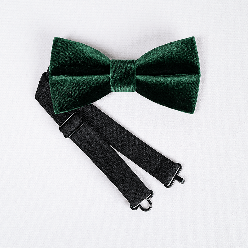 Men's Emerald Green Solid Color Velvet Bow Tie