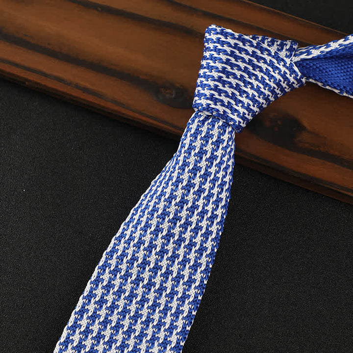 Men's Houndstooth Plaid Knitted Necktie