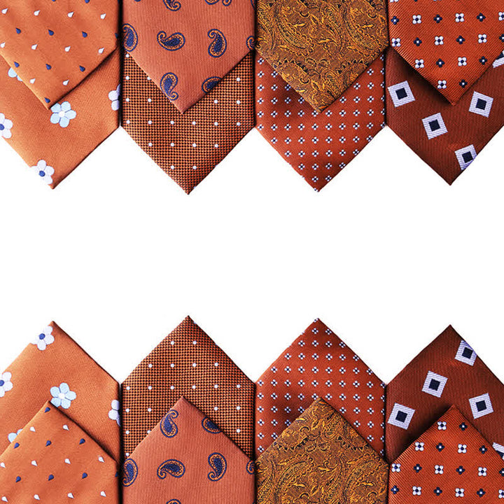 Men's Orange-Red Series Micro Motifs Necktie