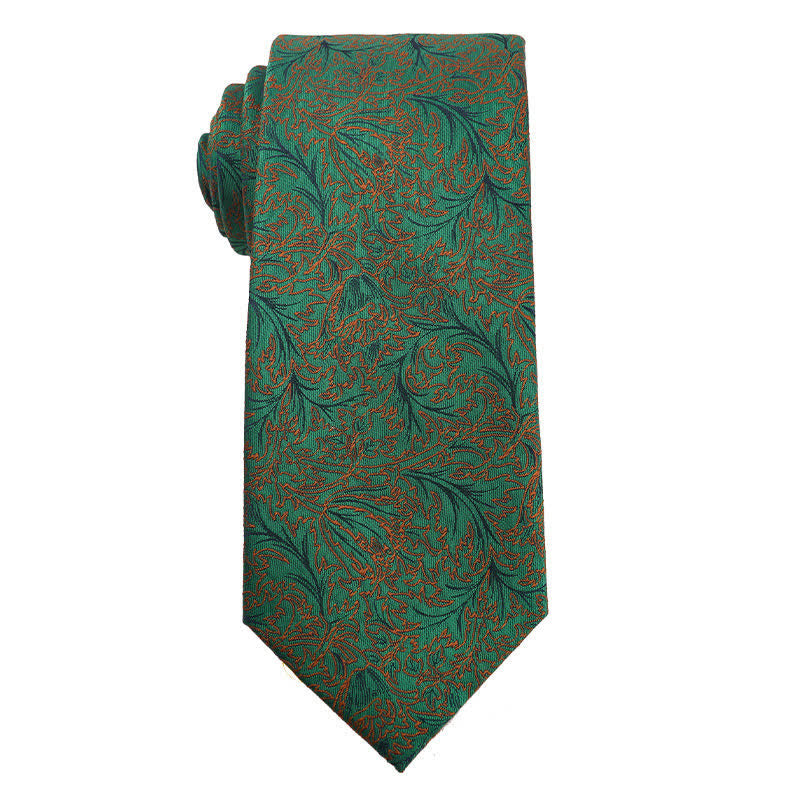 Men's Fresh Green & Yellow Series Necktie - Flower and Leaf - image 5